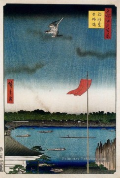 komokata Hall et Azuma Bridge 1857 Utagawa Hiroshige ukiyoe Peinture à l'huile